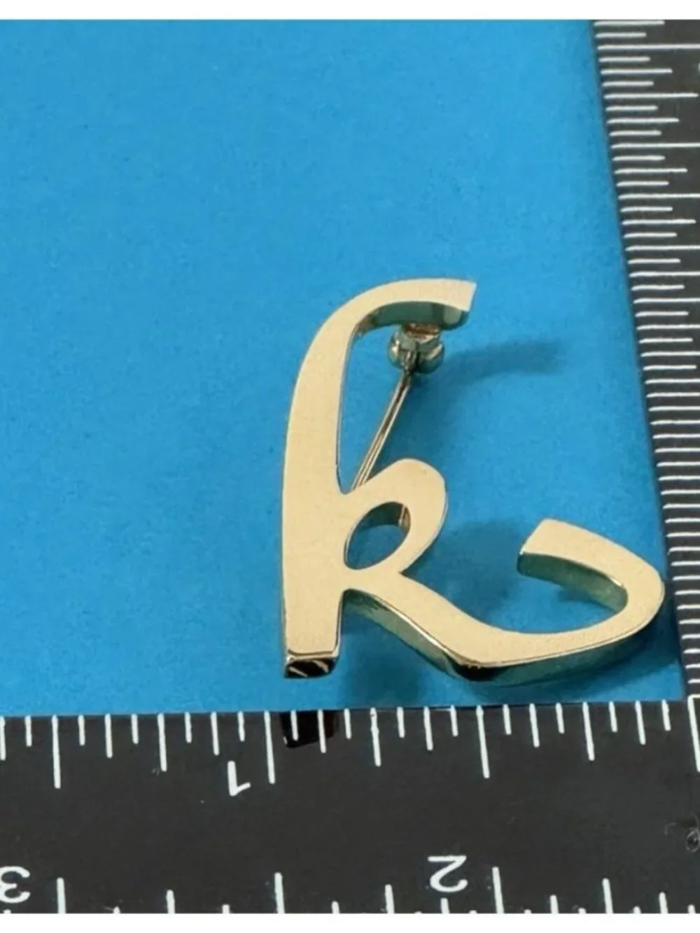 Vintage Script Letter k Initial Brooch Pin Gold Tone Monogram Jewelry For Jacket